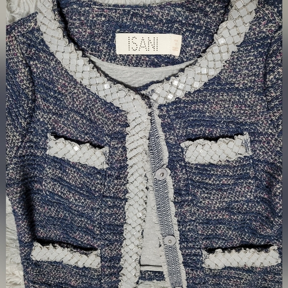 NWT Anthropologie Isani Massey Cropped Tweed Beaded Trim Jacket, Small - Picture 3 of 5
